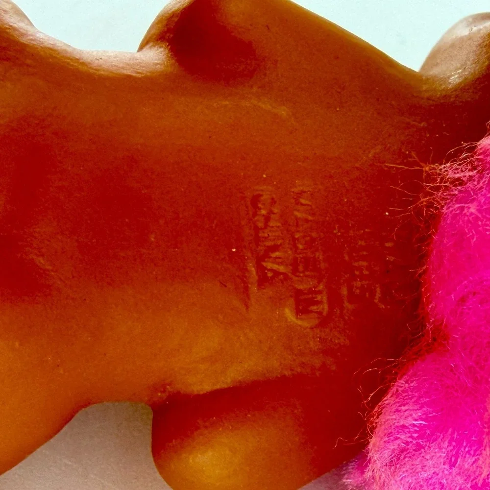 Troll Doll Pink Hair Brown Newborn Body Laying Down 3 In‎ Vintage 1985 Dam Baby